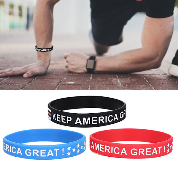 3 st silikon elastiskt armband Unisex specialbrev Färgglada patriotiska armband
