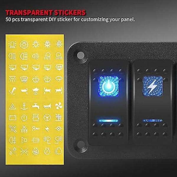 Vattentät Marin Strömbrytarpanel 12V 3-vägs vippströmbrytarpanel Blå LED-lampa Växelströmbrytare Aluminiumpanel Förkopplad för Bil Lastbil Båt Husbil UTV ATV RZR