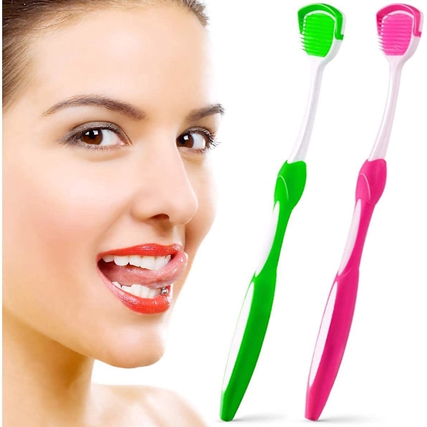 Tongue Scraper Set - Fight Bad Breath with 2 Scrapers (Green and Red)