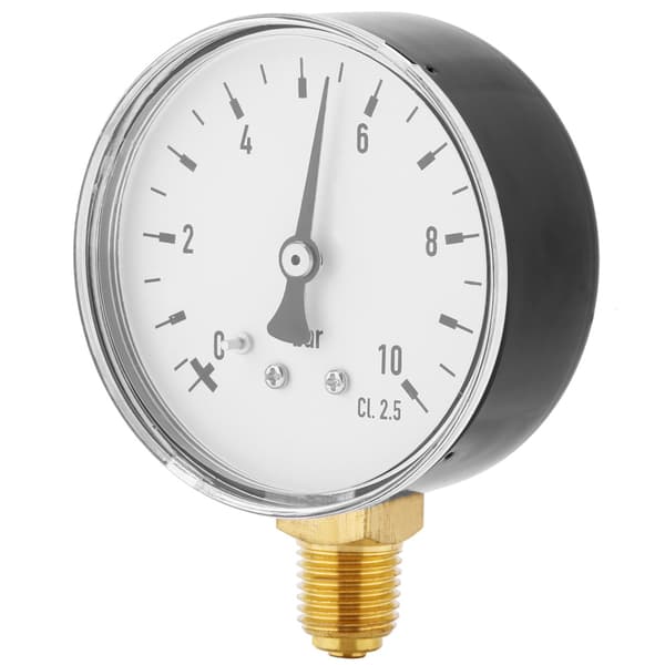 Luft Olje Vann Trykkmåler 1/4 Tomme NPT 0-10 Bar Sidemontert Manometer