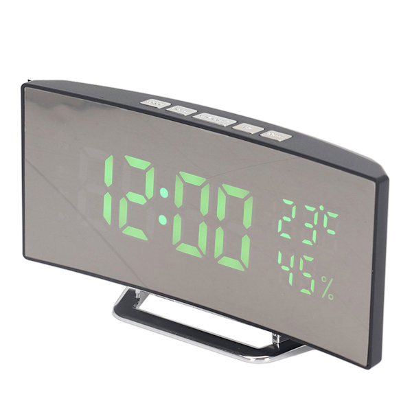 LED digital klocka 3 nivåer Ljusstyrka Snooze USB Batteridriven Elektronisk spegelväckarklocka med Temp Fuktighet Display Grönt ljus