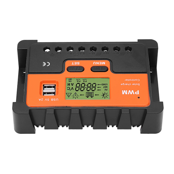 Solcellsladdningsregulator LCD-display Automatisk parameterjusterbar 30A PWM Solcellsregulator 12V 24V med 2 USB 5V utgångsport