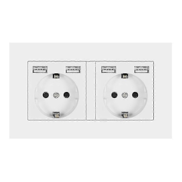 2-osainen pistorasia USB-liitännällä, yhteensopiva PC-paneelin kanssa