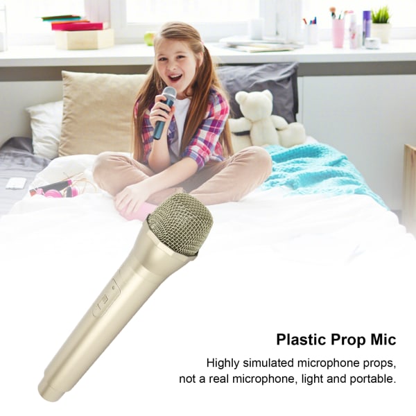 Realistisk propmikrofon for karaokedansshow. Øv mikrofonpropp for karaokegull Gold