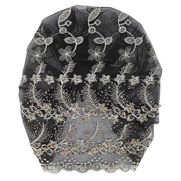 Turbanhuvudband, elegant, broderad fjäderstil, europeisk retrohatt för kvinnor, svart