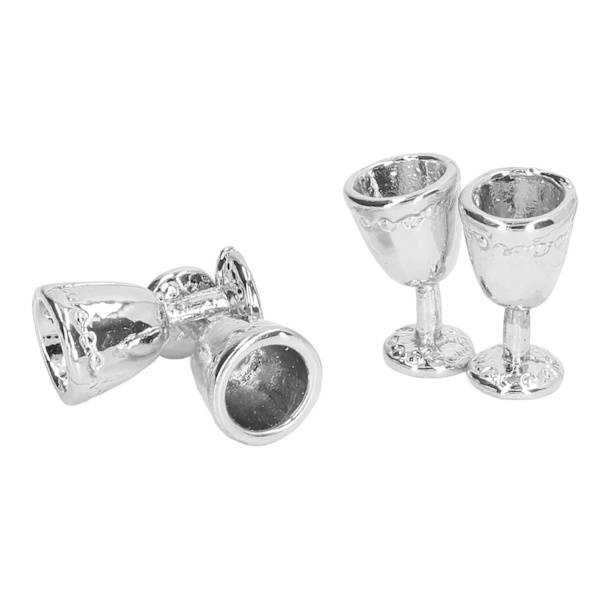 4 st Mini Champagne-glas Simulation Miniatyr Champagne-glas Koppar för 1:12 DockhusSilver