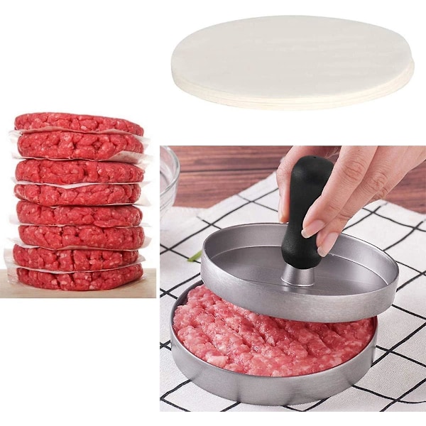 Burgerpapper Set med 500 Ark Runt Bakplåtspapper Ø 11 cm Vaxpapper, Non-Stick Separationspapper för Hamburgarpressar, Frikadeller, Biffar, Ångkokare