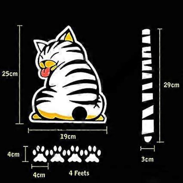 Rolig tecknad katt med rörlig svans-sticker (Gul katt), Reflekterande torkarsticker för bilens bakruta, Reflekterande fönstertorkarsticker, Bilform, Svansviftande Ca