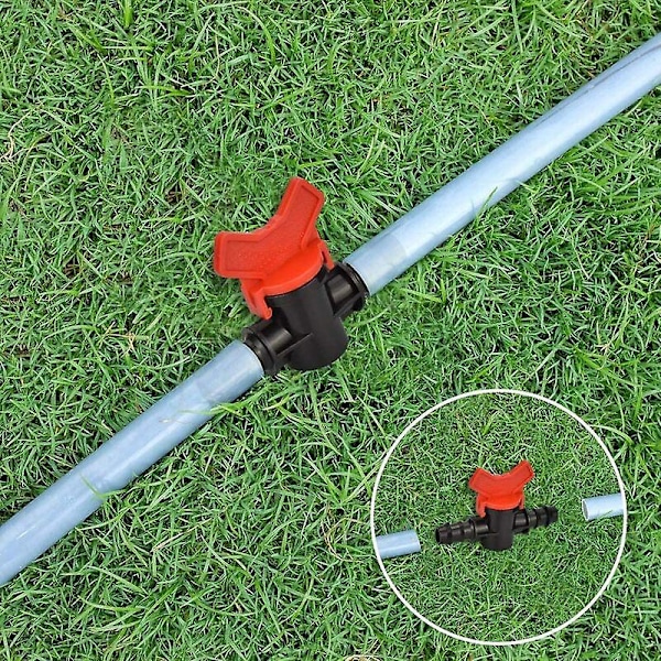 12 stk. Hageslangekran, Slangevanningsventil 16 16mm Plastkobling Stengeventil for Utendørs Hagevannventilkontroll (Svart + Rød),