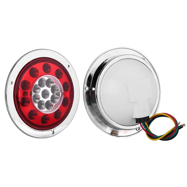 Par af 4,3 tommer runde 19 LED lastbil trailer bremse stop blinklys baglygte krom ring dual farve