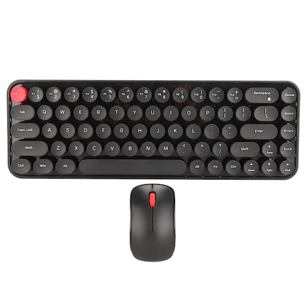 Skrivmaskin tangentbord och mus Combo 68 tangenter 2,4 GHz stabil överföring Batteridrivet Retro skrivmaskin Tangentbord för Windows Svart