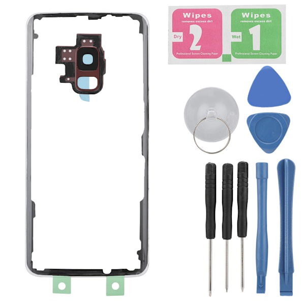 Telefon Bakdeksel for Samsung S9 G960 Modell Transparent Glass Batteri Bakdeksel (Rød)