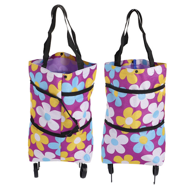 Sammenklappelig Trolley Taske Foldbar Indkøbspose Lærred Multifunktionel Indkøbspose med Hjul til Ældre Type1