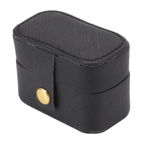 Mini Ring Förvaringslåda PU Läder Liten Smyckeskrin Organizer Liten Resa Örhänge Väska Svart