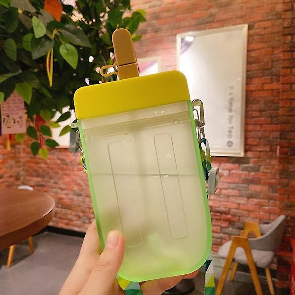 BPA-fri 300 ml Rektangulär Vattenflaska med Bärbar Rem - Grön