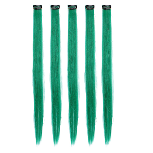 5 stk rett hårstykke klips lys farge 21,65 tommer hårforlengelse hårpynt for Cosplay PartyGreen