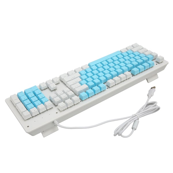 Speltangentbord USB 104 tangenter mekanisk brytare RGB bakgrundsbelyst 4,9 fot kabel trådbundet tangentbord för stationär bärbar dator brun brytare (blå vita tangentbord)