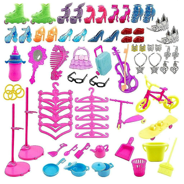 88 Delar Artiklar För Barbie Dockor Klänningar Skor Smycken Klädset Tillbehör