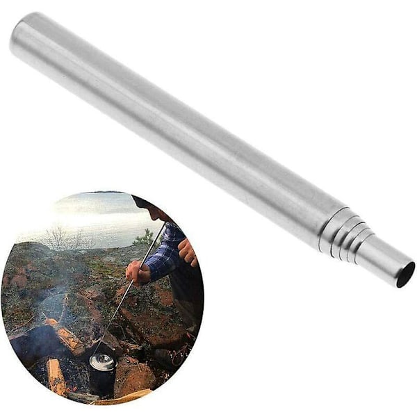 Fickblåsare, hopfällbart lägereldsverktyg i rostfritt stål, ficka för campingöverlevnad, blåsrör för lägereld, camping, utomhuspicknick (1 st)