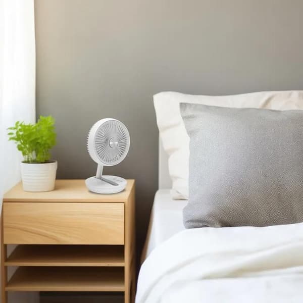 Teleskopisk foldbar ventilator, genopladelig og fleksibel mini bordventilator med 3 vindhastigheder, 5W, HVID