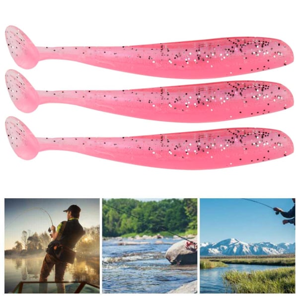 20 STK 7,5 cm myk plast fiskesluk t hale Grub orm agn fiskeutstyr tilbehør (rosa)
