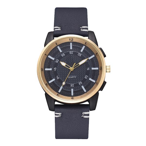 Mænd Casual Stilfuldt Quartz Analog PU læderrem Ur Business Armbåndsur (Blå)