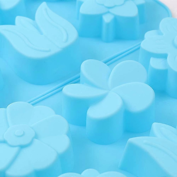6-Hålig Silikonform Blommor, Set med 3st Non-Stick Livsmedelsgodkänd Silikon Blandad Tulpan, Tusensköna Form för Godis Choklad Gelé, Isbitar