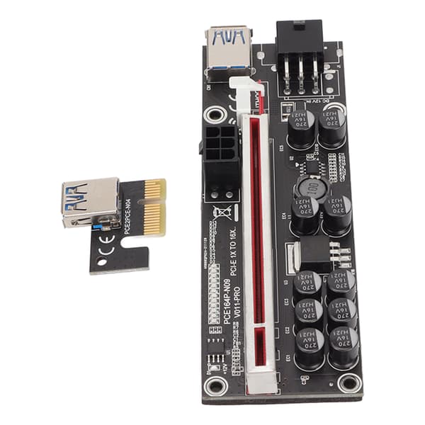 PCIE Riser 1x - 16x -sovitin 10 kondensaattorin Riser-sovitinkortti 0,6 m USB 3.0 -jatkojohdolla 6 PIN SATA -kaapeli GPU Riser