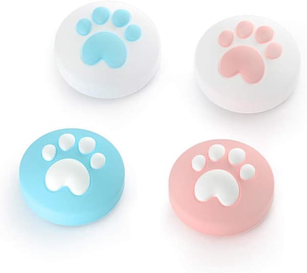 4 stk. (Pink med blå) - Smart Thumb Grip Caps til Nintendo