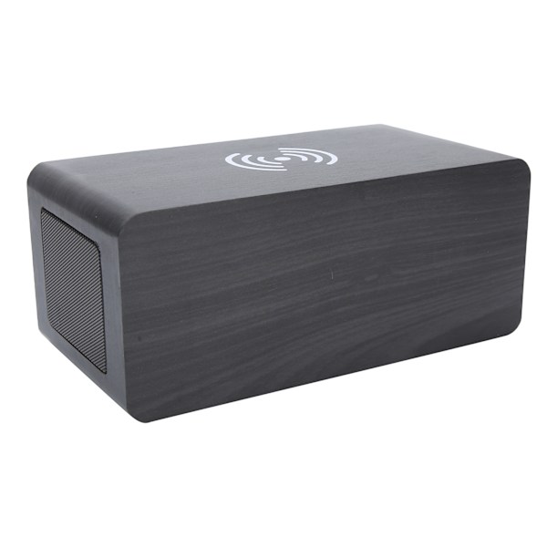Monitoiminen puinen 2000mAh minikellokaiutin langaton Bluetooth-kello stereokaiutinMusta puu+valkoinen valo