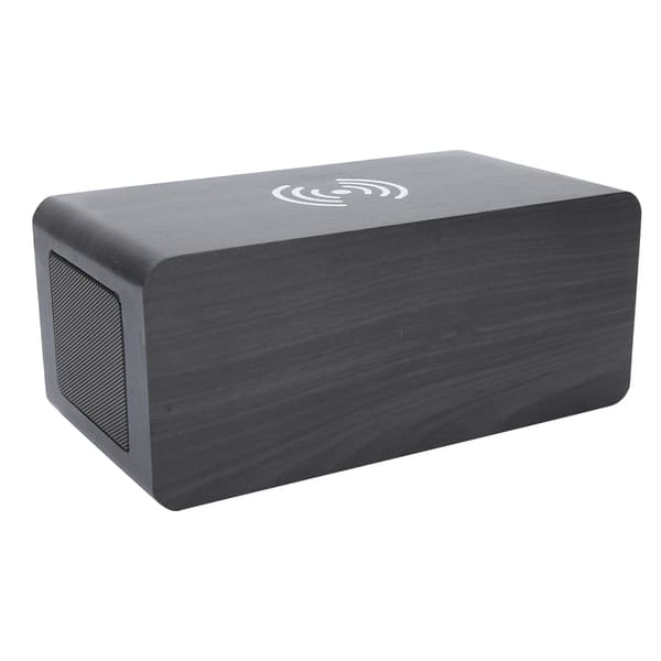 Multifunktionel Træ 2000mAh Mini Alarm Højttaler Trådløs Bluetooth Ur Stereo Højttaler Sort Træ+Hvidt Lys