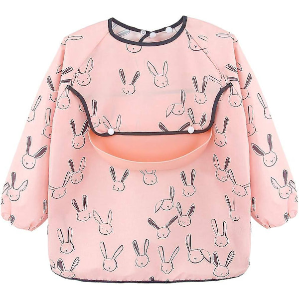 Vandtætte langærmede baby-hagesmække med aftagelig silikone-lomme - Unisex baby- og småbørnshagesmække