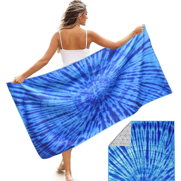 Mikrofiber Strandhandduk Dubbelsidig, Överdimensionerad Snabbtorkande Sandfri Handduk, 153*77CM Stor Blå Strandhandduk för Vuxna Barn, Poolhandduk, Gymhandduk, Abs