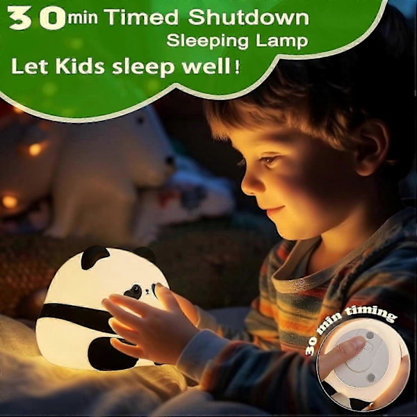 Sød Panda Natlampe, LED Squishy Nyhed Dyre Natlampe, 3 Niveauer Dæmpbar Børnelampe, Panda Huahua_SZXM