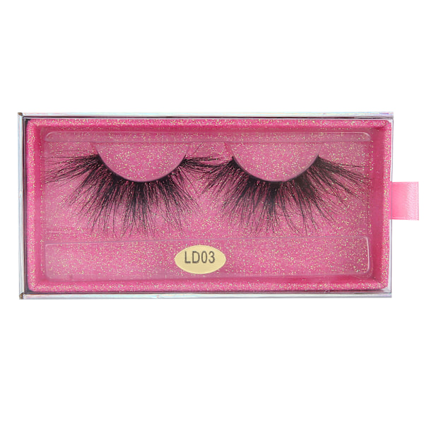 5D 25mm Falske øyevipper Sminke Falske øyevipper Fluffy Curling Lange Falske vipper LD03