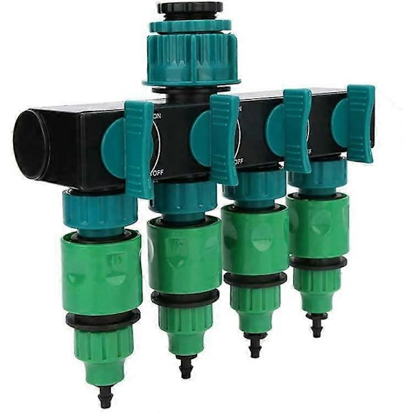 Vandhane Splitter med Hurtigkoblinger, 1\" 3/4\" 1/2\" Havevandslange Adapter med Individuel Afspærringsventil