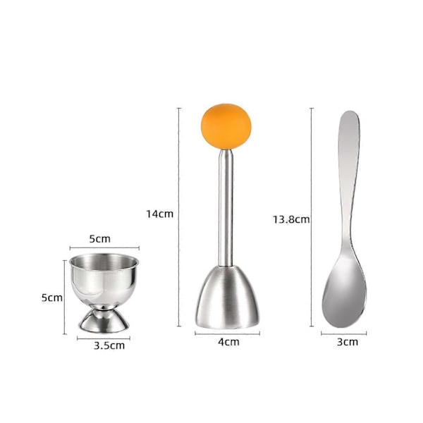(B)Gift Cutter Egg Dekorering Sett, Rustfritt Stål Kokte Egg med Skjeer og Beger for Harde og Bløtkokte Egg