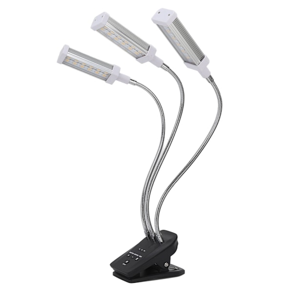 LED Grow Light 3 Hoved 360° Justerbar Tidsindstillet Plantevækstlampe til Drivhus Kontor 100‑240V Sølv EU Stik