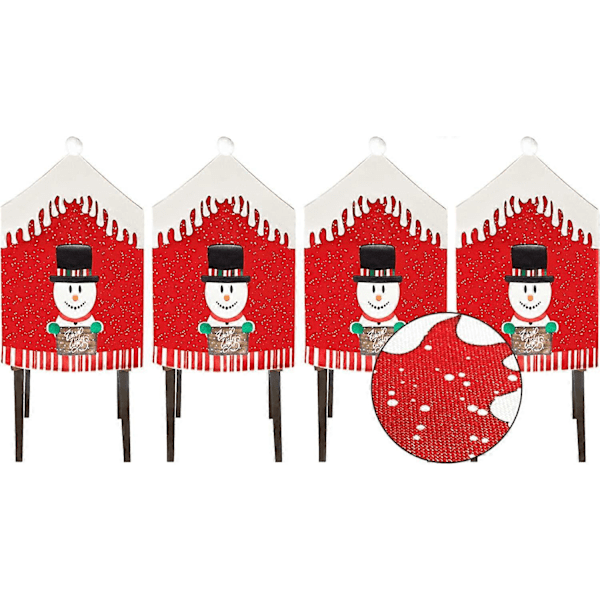 Julstolsöverdrag Set om 4, Juldekoration för Matsal Snögubbe Stolsöverdrag, Uppgraderad Större Storlek 20(B) x31.5(H) Julstolsöverdrag, Helg