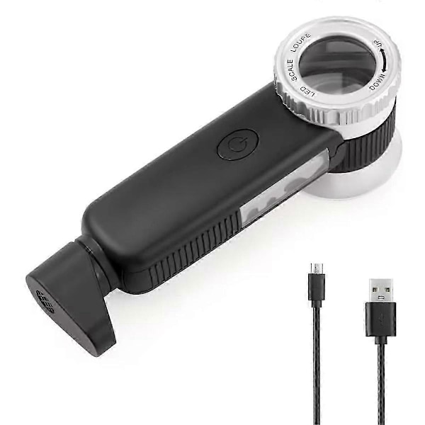 30X Korulukki 7 Valolla, USB Ladattava Kokoontaitettava Kädessä Pidettävä Suurennuslasi Jade Appra:lla