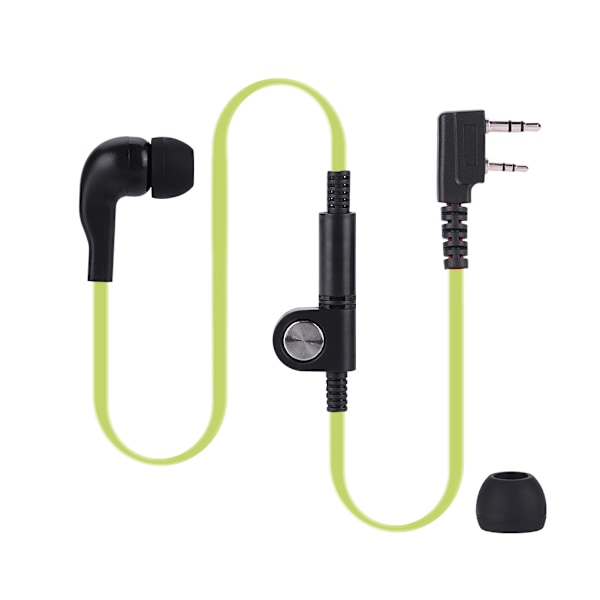 2 väriä 2-nastainen kuuloke PTT Walkie Talkie kuulokkeet litteä kaapeli kuuloke mikrofoni kuulokkeet (vihreä)