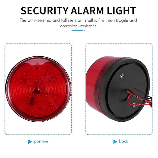 12V Hälytys LED Vilkkuva Strobe-valo, yhteensopiva kodin turvajärjestelmän kanssa
