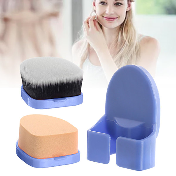 Multifunktionel Foundation Makeup Børste Elastisk Kosmetisk Pudderbørste Makeup Værktøj Blå
