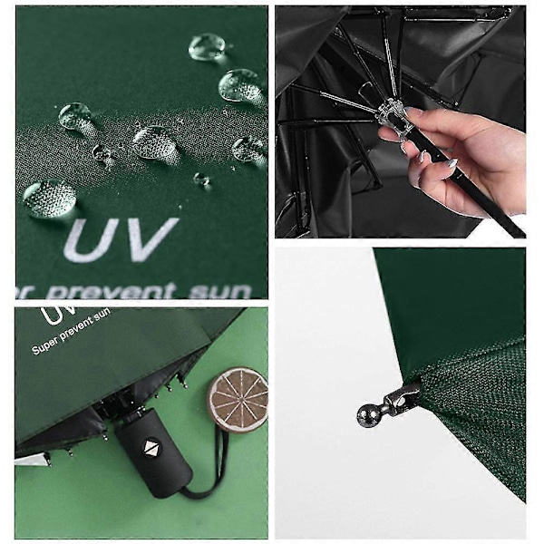 Automatisk UV-paraply, regn- og foldeparaply, lavet af vinyl, plastik og jern