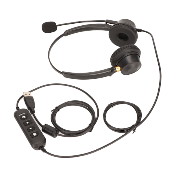 USB Business Headset ENC Støjreduktion Binaural Kablet Kontor Hovedtelefon med Højttaler Lydstyrke Justering Mikrofon Mute