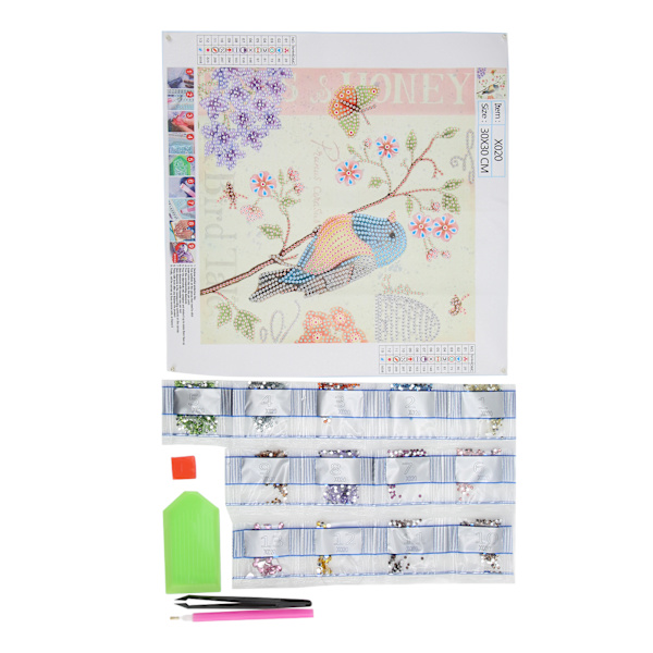 Timanttimaalaussetti, linnun kuvio, kiiltävä, hieno DIY-kotiseinän koriste, 5D-maalaustaide 30x30cm