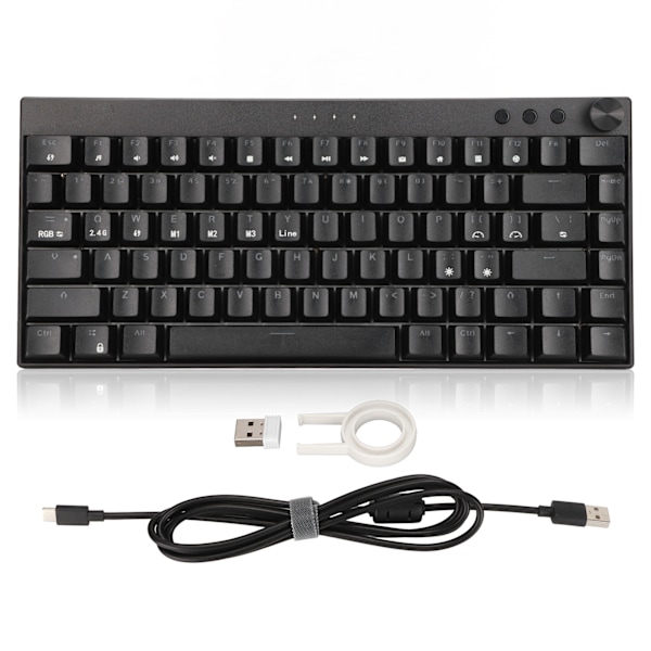 Mekanisk tangentbord 82 tangenter RGB-bakgrundsbelysning 3 anslutningslägen Ergonomisk design Spel tangentbord för kontor Blå brytare