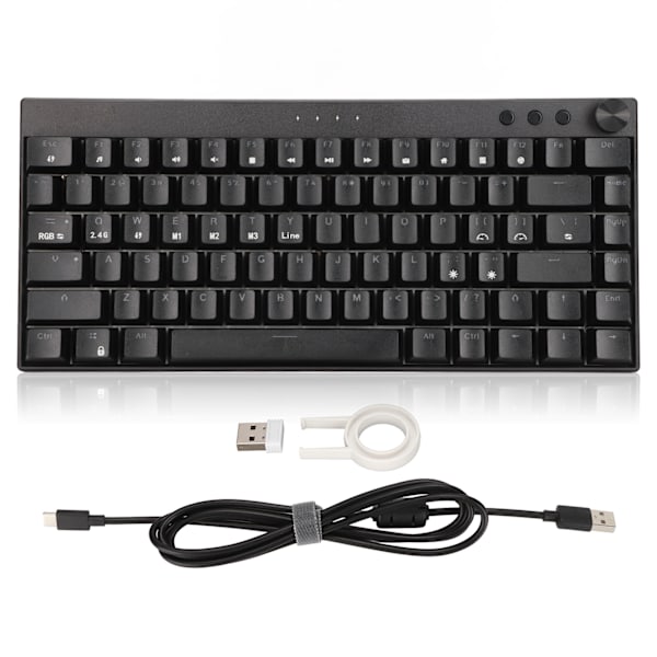 Mekanisk tastatur 82 taster RGB bakgrunnsbelysning 3 tilkoblingsmoduser ergonomisk design spilltastatur for kontor Blå bryter