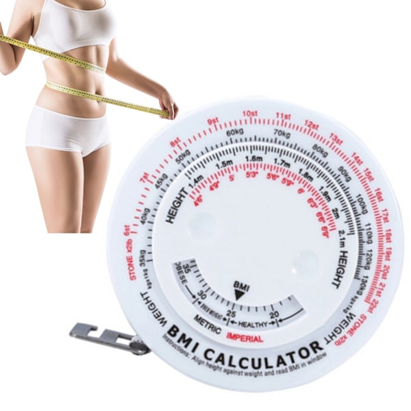 Rund BMI målebånd automatisk indtrækkelig taljemål bånd lommeregner bærbar sundhedsbånd måleværktøjer hvid