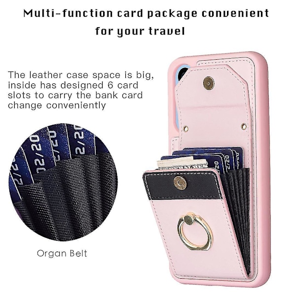 För Samsung Galaxy A54 5g Ställ PU Läder+TPU Skal Mobilskal Korthållare - B6 Rosa